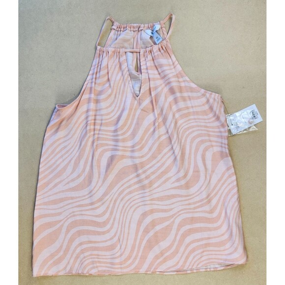 NWT Nine West Halter Top Blouse Blush Pink Flowy Keyhole Size S/XS - Picture 9 of 10